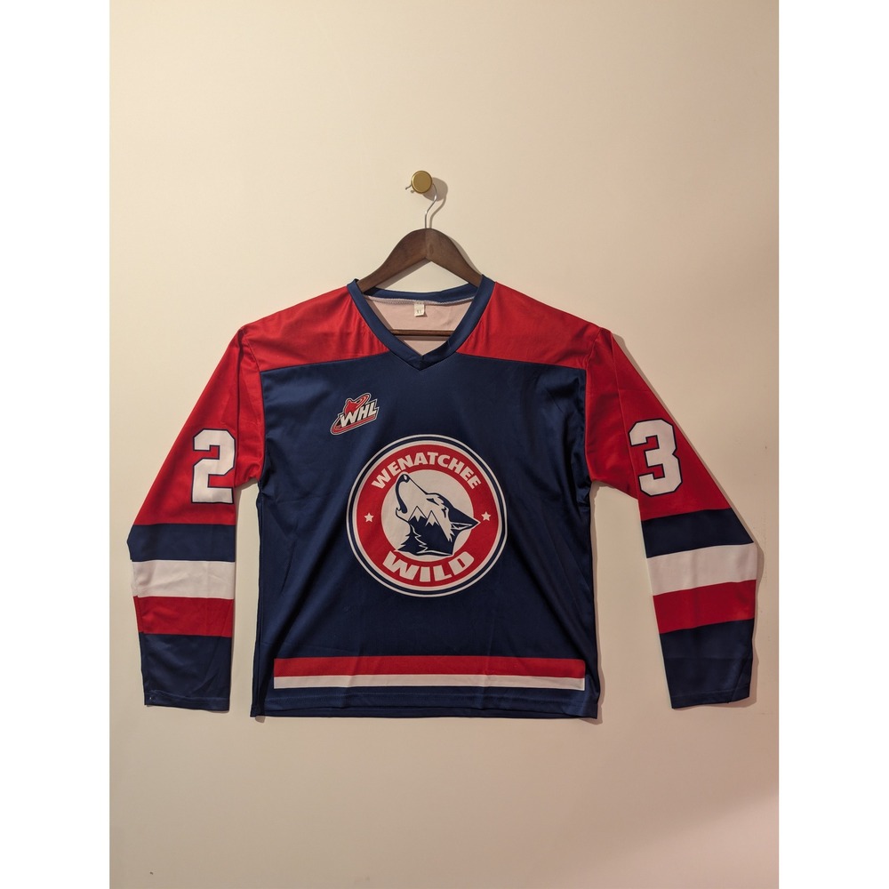 Wenatchee Wild Hockey Jersey Mens XL Blue Red Starr Ranch WHL Fan Gear Excellent
